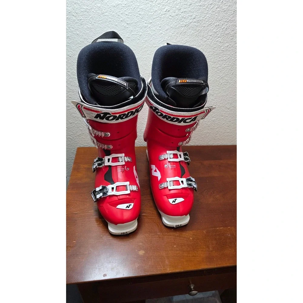 Nordica Speedmachine 100 Ski Boots Mens 28.5 Red White All Mountain Alpine Skiin